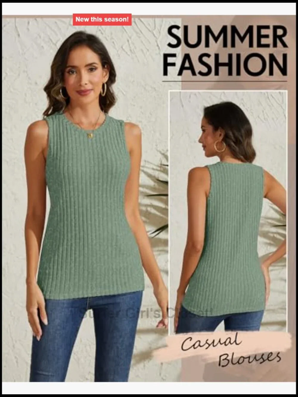 3 Pack Women Tank Tops Sleeveless Crew Neck Summer T-Shirts